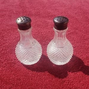 Vintage glass and silverplate salt and pepper shakers